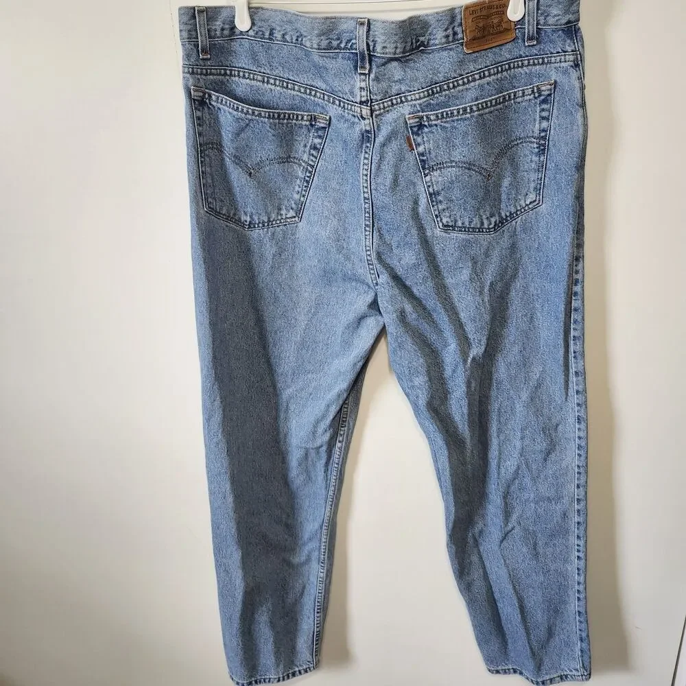 Vtg 90s Y2K Levis Orange Tab Jeans Mens 44x32 Relaxed Fit Light Wash Denim USA